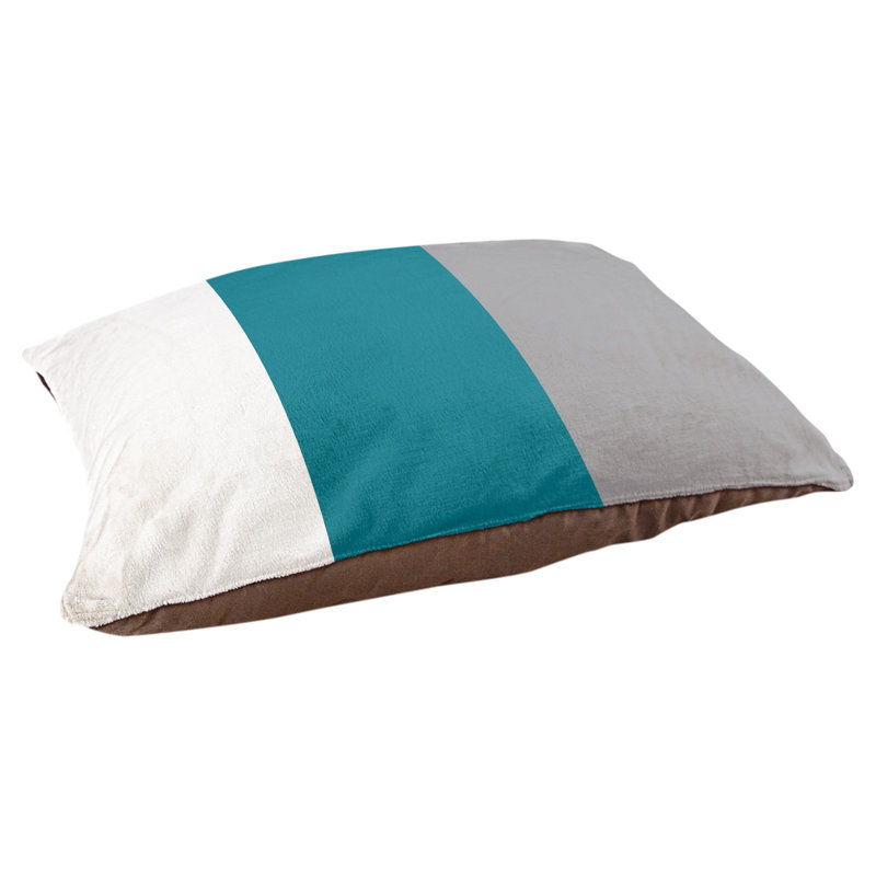 Oreiller rectangulaire designer, Moyen (L 30 po x l 40 po), Blanc / bleu sarcelle / gris
