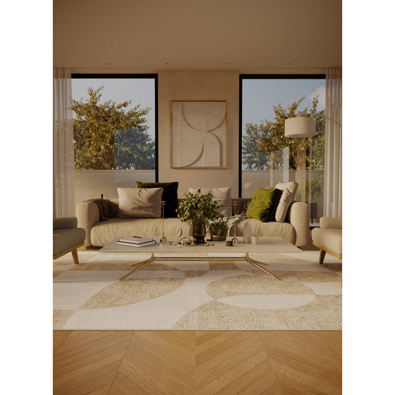 Tapis gris / brun clair tissé à la main Marn, Rectangle 7 pi x 10 pi
