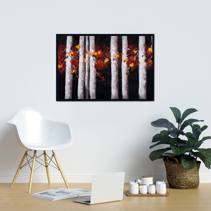 "Arbres blancs avec feuilles oranges" sur toile