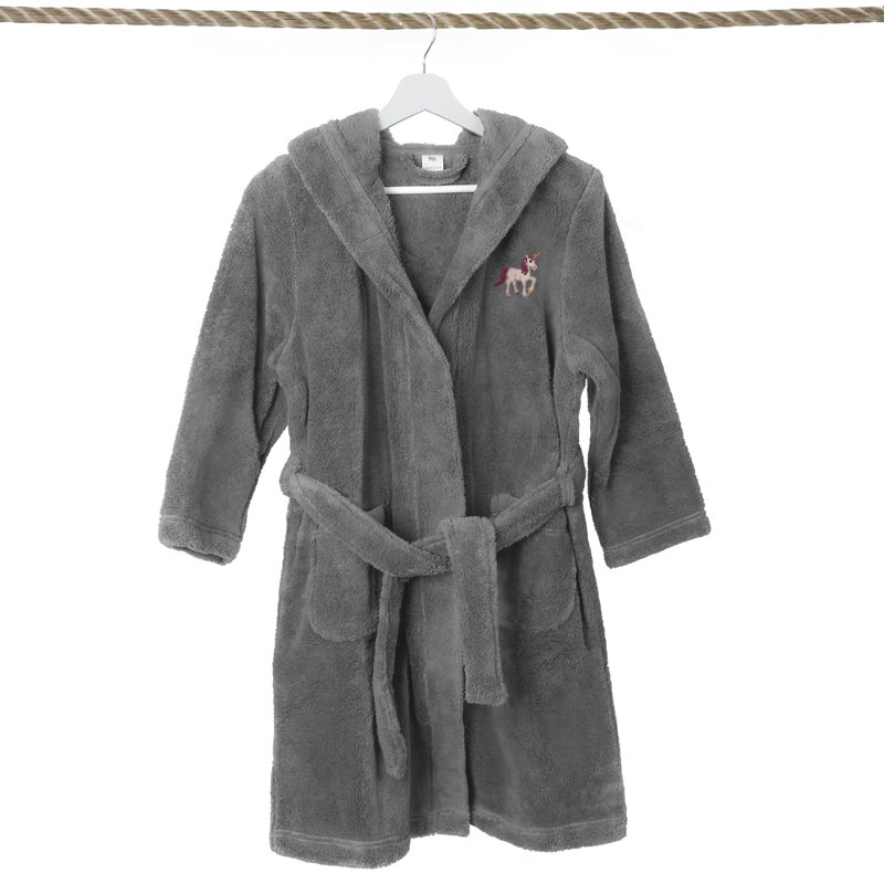 Peignoir à capuche double 100% polyester Linum Kids, L, Gris