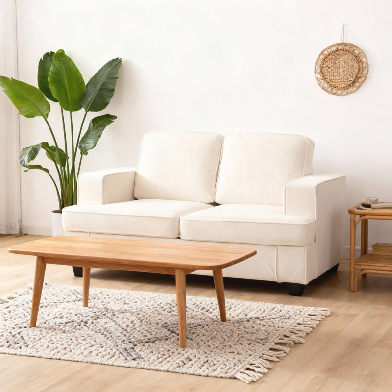 Soft upholstery cushion back Loveseat, Ivory