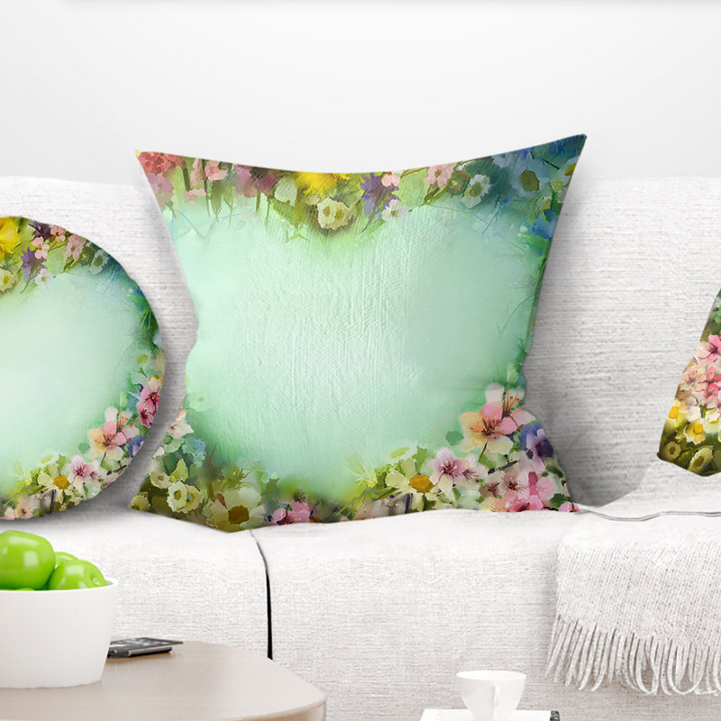 Coussin décoratif à fleurs rétro en forme de cœur, 16 po x 1 po, Carré