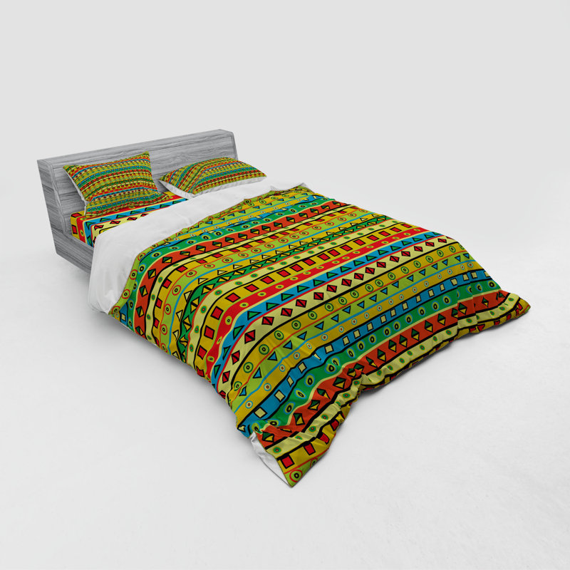 Rustic Polyester Striped Duvet Cover, Queen Duvet Cover + 3 Additional Pieces