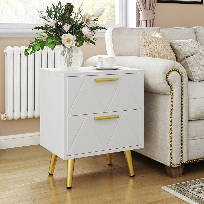 30cm W Manufactured Wood Bedside Table, White