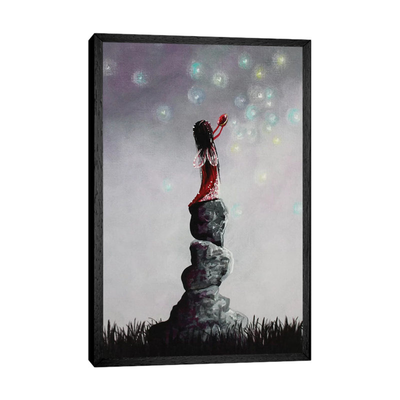 Little Garnet Fairy - Print on Canvas, 66.04 cm H x 45.72 cm W, Black Framed