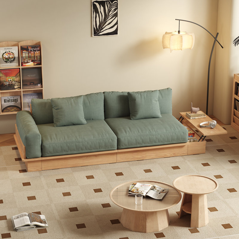 Canapé rembourré en velours côtelé vert 102,4 po Grimpante, Bois