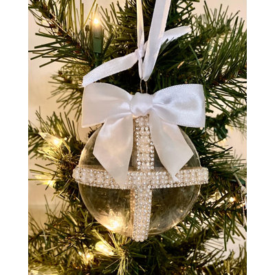 Crystal White Bow Glam Ornament