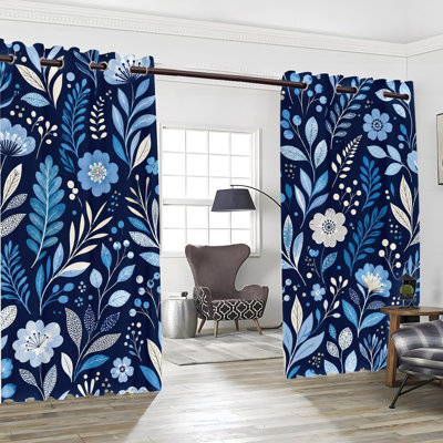 2 rideaux occultants à œillets 2 pièces, tissu imprimé à motif floral botanique élégant, habillage de fenêtre à isolation thermique réduisant le bruit avec protection de la vie privée, décoration intérieure pour la chambre à coucher du salon