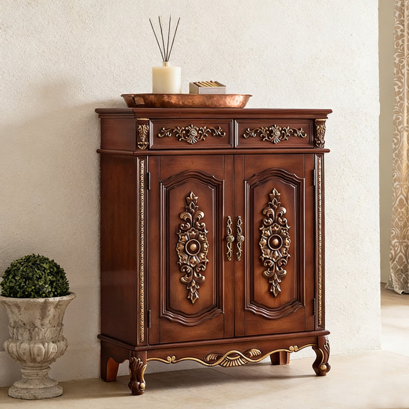 Banc de rangement en bois manufacturé brun