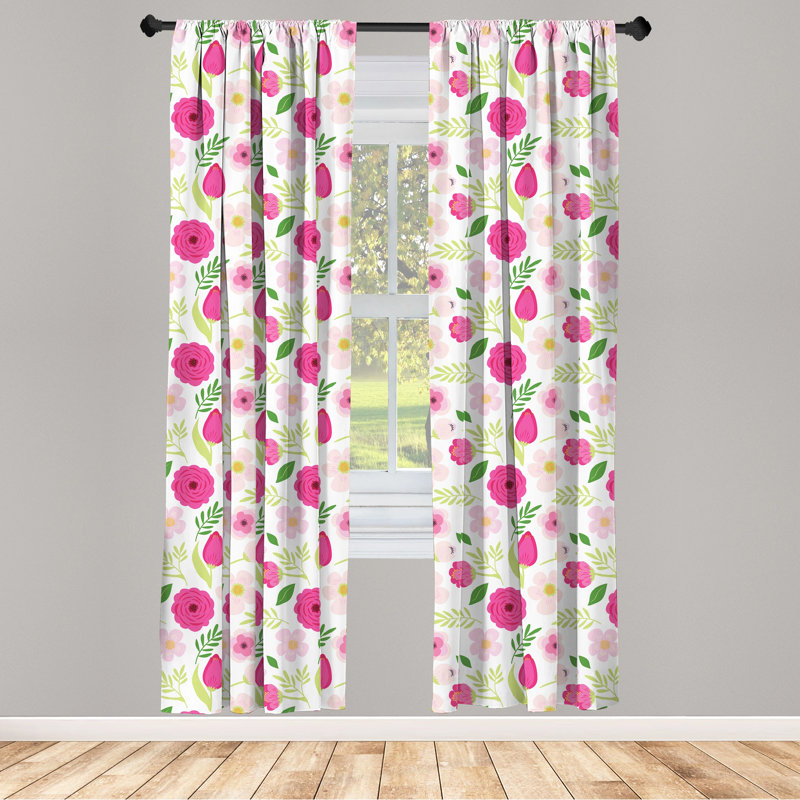 Garden Art Floral Semi-Sheer Rod Pocket Curtain Panels, 28" x 63"