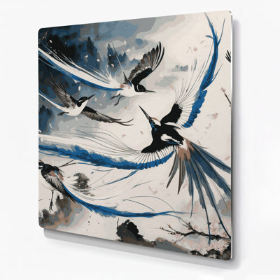 Art mural en métal oiseaux, paradis asiatique