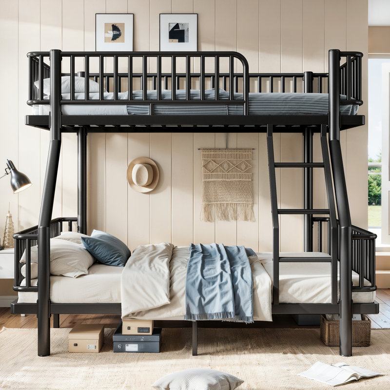 Lit superposé simple au-dessus de double en métal pour enfants Vertex, Black