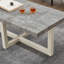 Ensemble de tables basses 3 pièces Luno, table basse et deux tables de bout, faux béton et blanc Luno-130167246-130167248