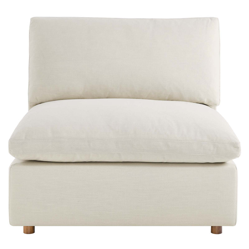 Light Beige Linen 7-Piece Sectional Sofa with Ottoman