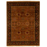 Hand Knotted Wool Area Rug in Gold And Black