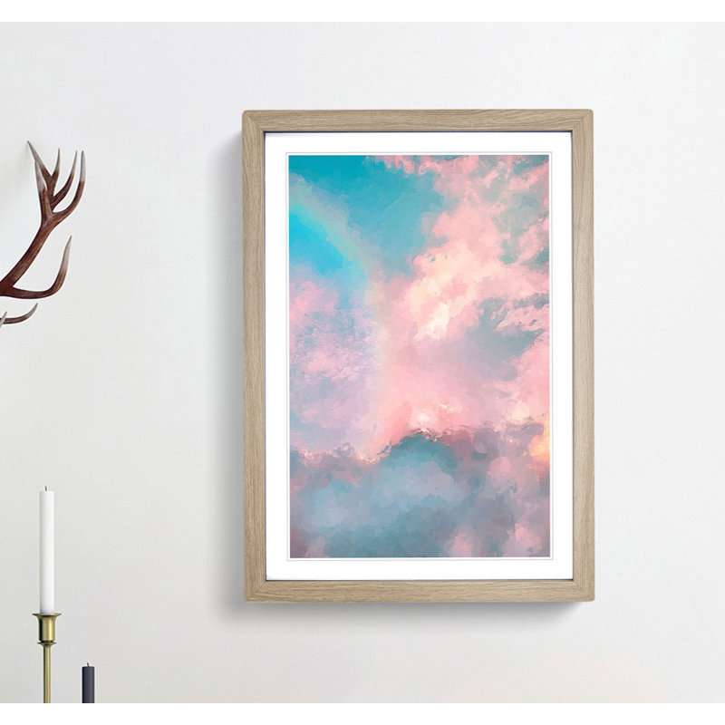 Rainbow Clouds in Abstract - Picture Frame Graphic Art Print, 91cm H x 60cm W x 2cm D, Oak
