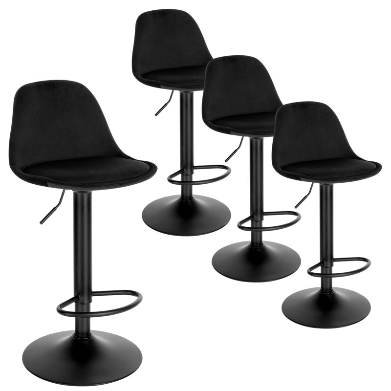 Aljosha Swivel Upholstered Adjustable Height Counter Stool with Metal Frame, Black