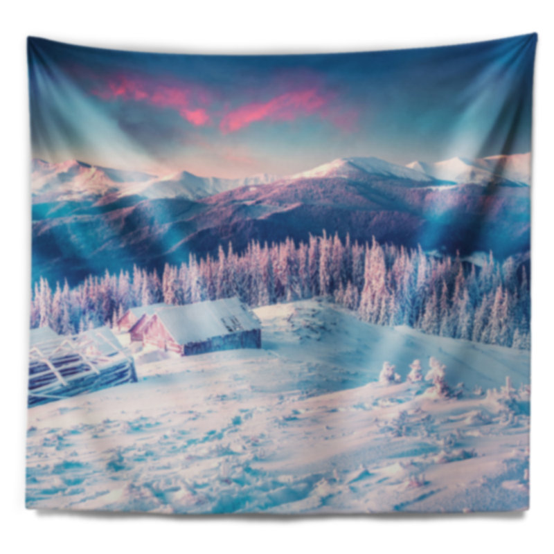 Paysage matin d'hiver dans la tapisserie des Carpates, H 78 po x l 92 po