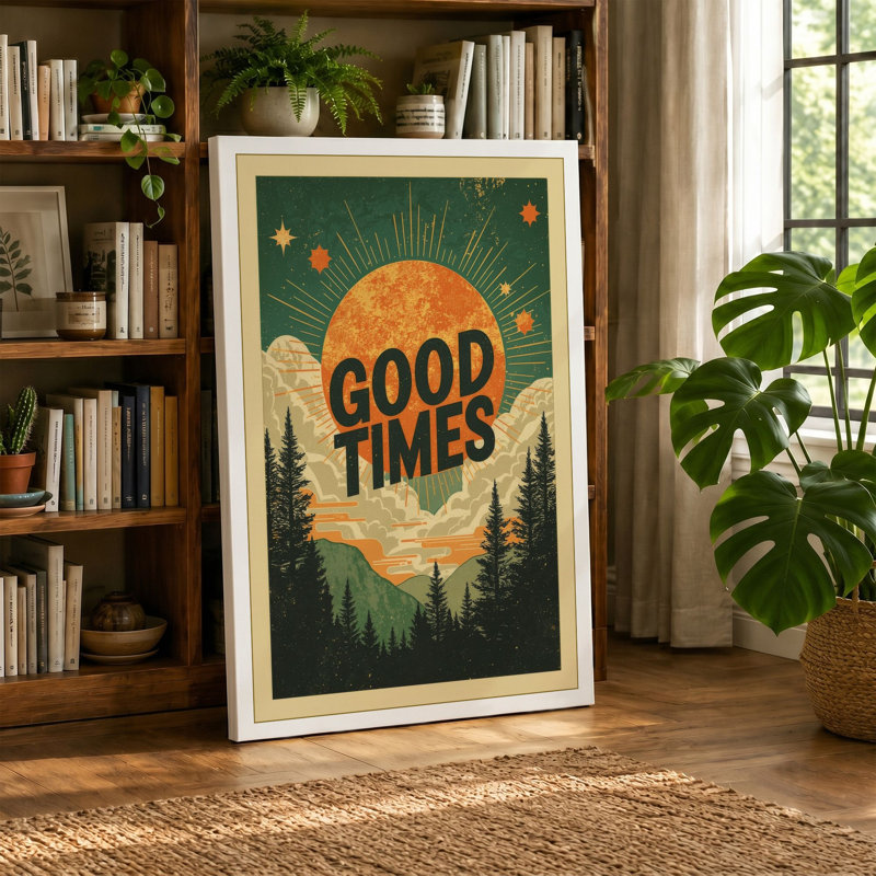 Good Times Retro - Wrapped Canvas, 30x20 - 76.2 x 50.8 cm, Terracotta Border