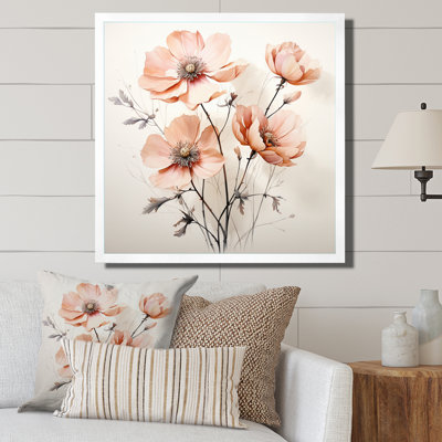 Peach Beige Minimalism Flower - Print on Canvas