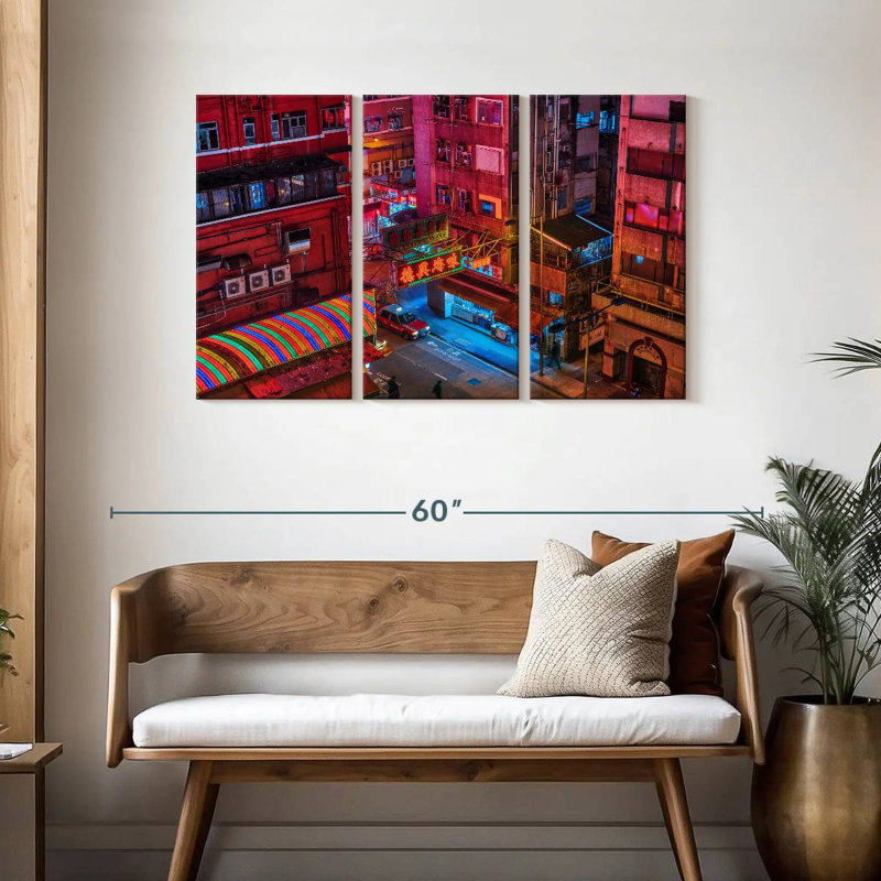 Vie nocturne à Kowloon, H 28 po x l 45 po