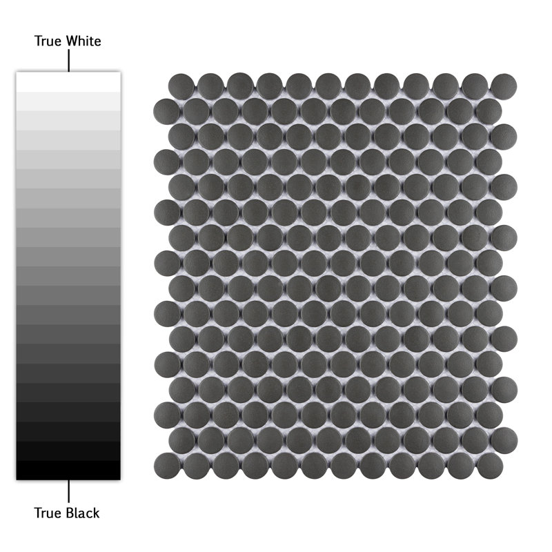 Gotham 1" X 1" Porcelain Penny Round Wall & Floor Tile, Black