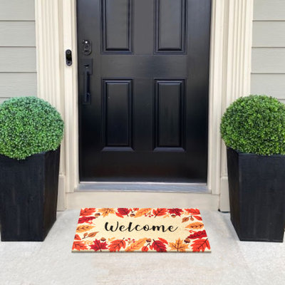 A1hc Natural Coir Door Mat With Heavy Duty Non-slip Pvc Backing - 18" X 30" - Easy To Clean, Pet Friendly Outdoor Welcome Mat For Home, Porch Decor,