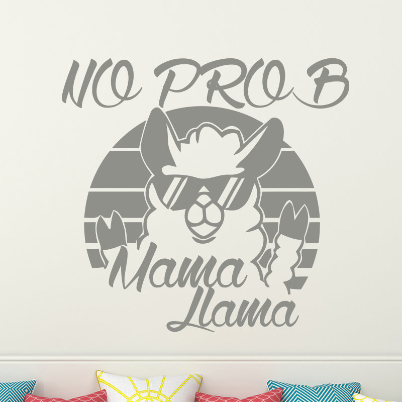 Décalcomanie murale "no prob maman llama", Gris argenté