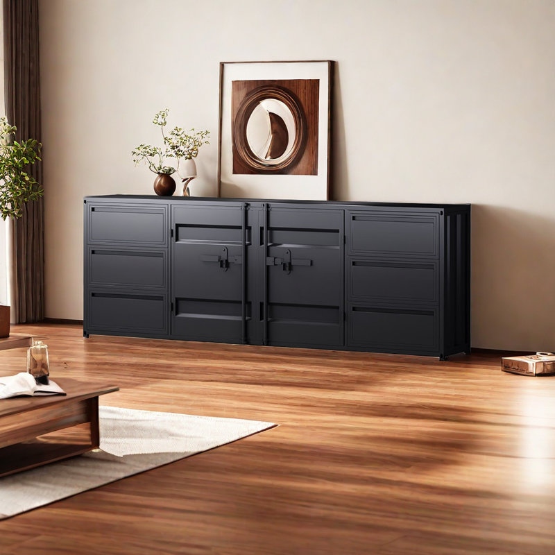 Sideboard, Black, 35.43" H x 78.74" W x 15.74" D