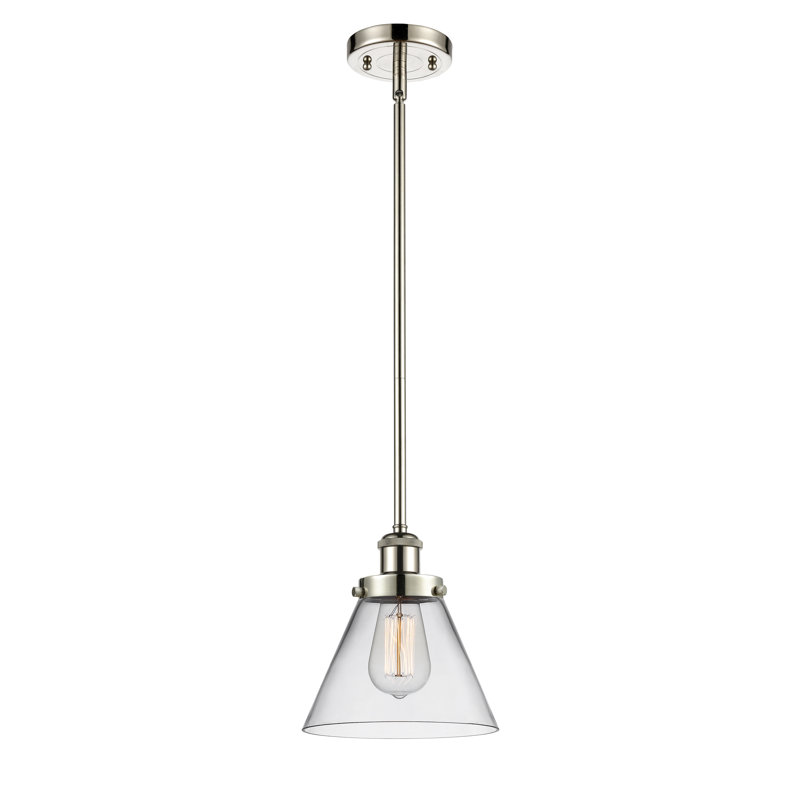 Mini-luminaire suspendu 8 "Ballston Urban Cone - 1 lumière, Clair, Nickel poli, DEL
