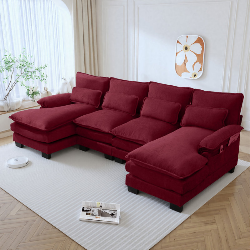 Canapé modulaire Chenille, Chenille rouge Claret