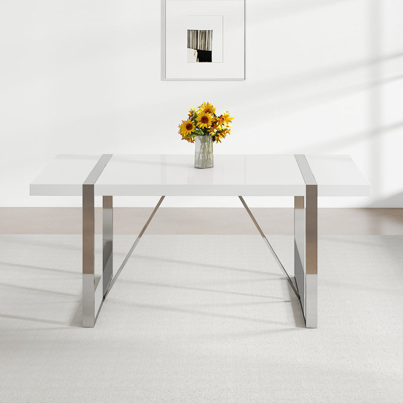 Table de salle à manger moderne, table de cuisine avec pieds en métal pour la salle à manger, H 30 po x L 71 po x l 39,3 po