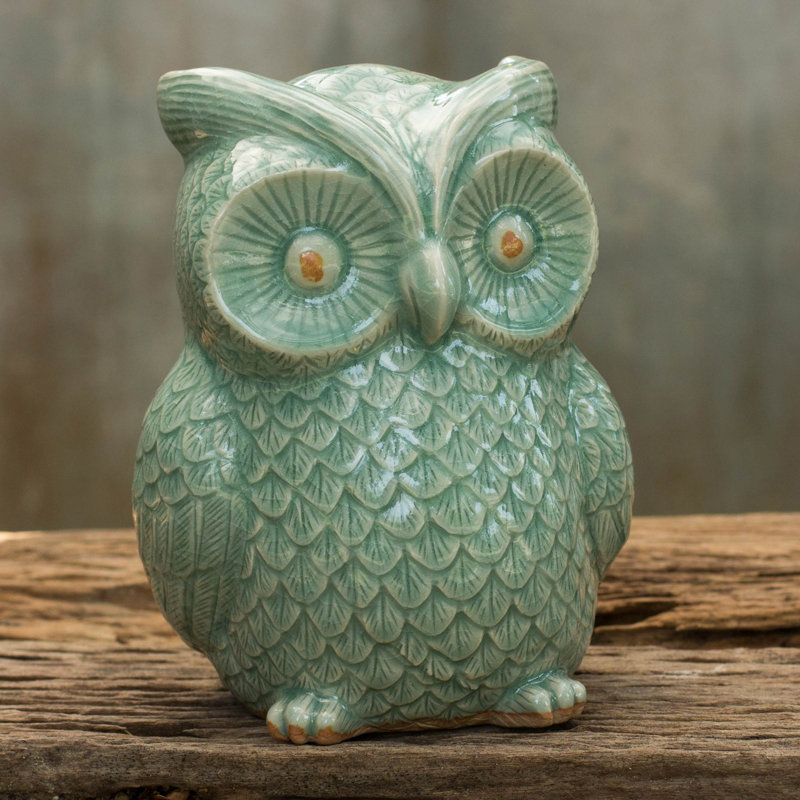 Statue Céladon Besly Wise Owl