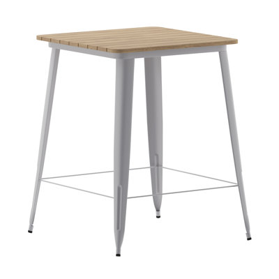 Table de bar carrée commerciale en poly avec cadre en acier 31,5 po Gwennette