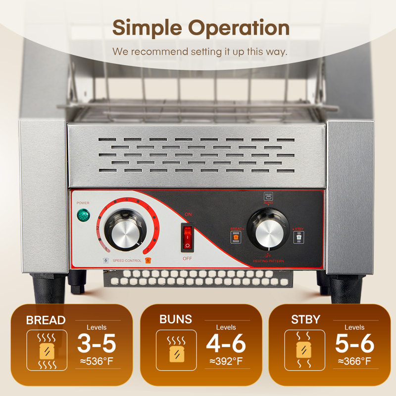 Commercial Conveyor Toaster, 350 Slices/h, Double Heating, Suitable For Cafes, Bakeries