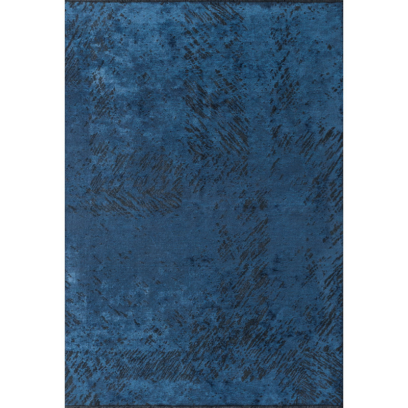 Rapture Blue/Black Abstract Luxury Area Rug, Rectangle 7'10" x 9'10"
