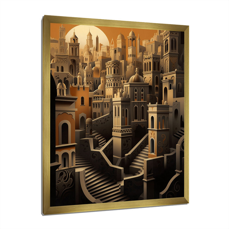 «Arab City Hills IV», reproduction d'art sur toile, H 20 po x l 12 po x P 1 po, Or