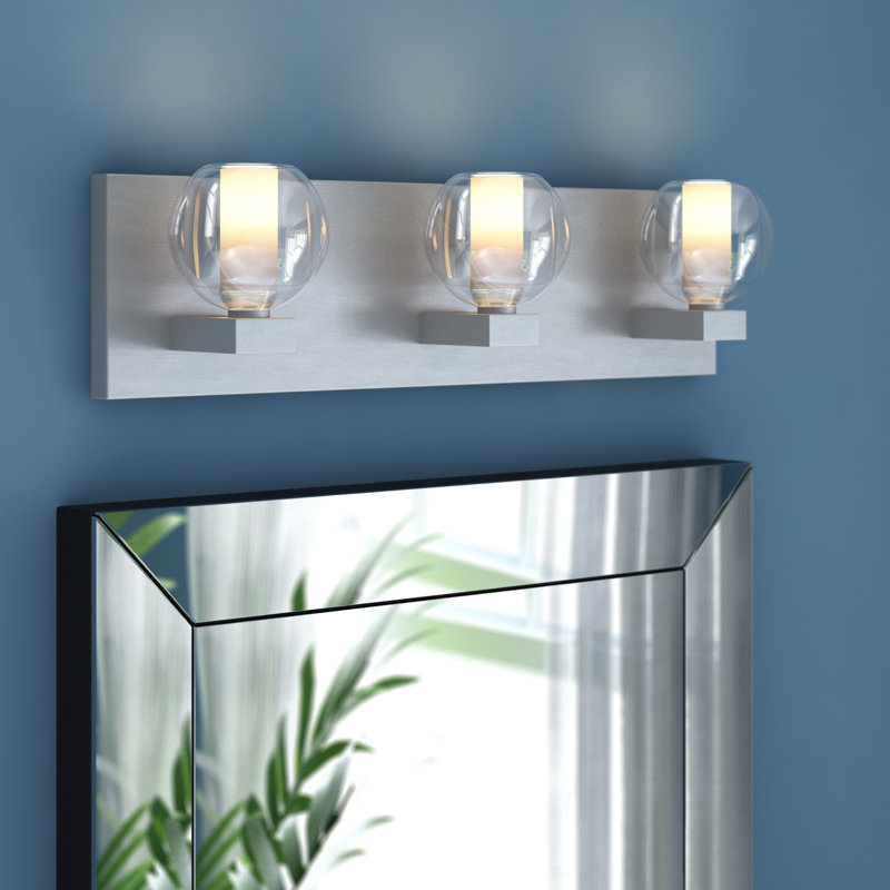 Dayna 3 - Light Dimmable Bath Bar, Satin Nickel, Clear, Halogen