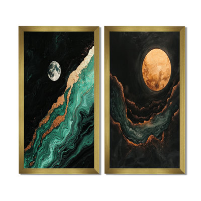 Mystic Reverie of the Moon III - Space Wall Decor, Astronomy 2 Piece Wall Art