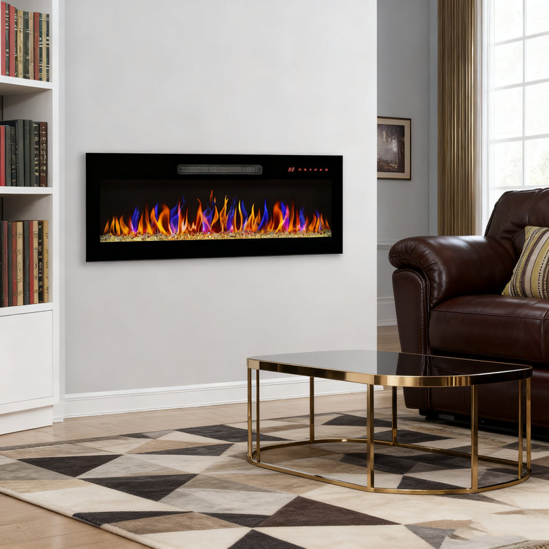 1 foyer électrique mince encastré de 36 pouces (radiateur mural) | 16 couleurs flamme / braise | Noir antique, 36 x 4,3 x 15,9 po, 1400 W / 5000 BTU | 3 styles d'affichage | Idéal pour la maison / le salon