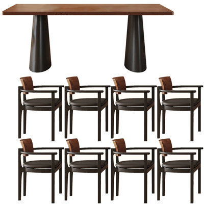 Medieval style solid wood dining table set
