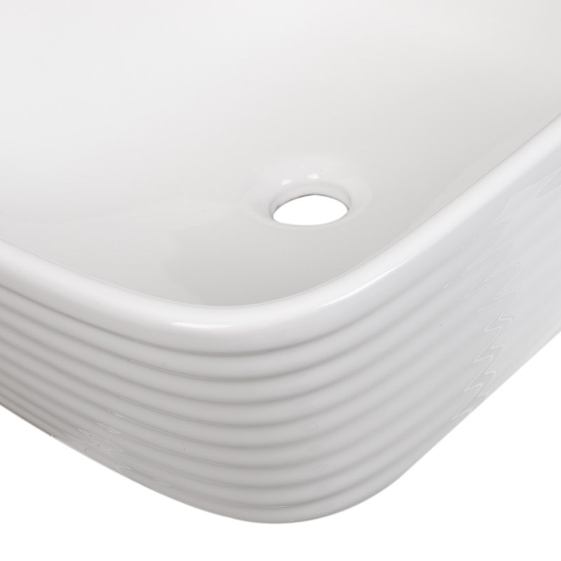 17 Stories Mikaylah 505mm L x 385mm W White Ceramic Rectangular Sink with Overflow