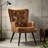Nalupatio Faux Leather Wingback Chair Mid-century Armchair, PU Leather Upholstered Tufted Button Chairs, Living Room Reading Wingback Armchair, Side Chair for Living Room Bedroom, Brown-416673640