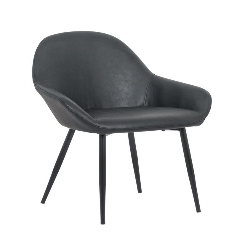 Ollerton 18'' H Faux Leather Upholstered Armchair, Black
