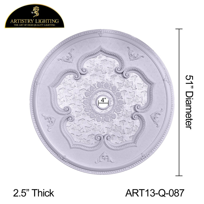 Médaillon de plafond rond à centre feuille