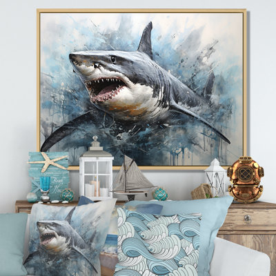 Minimalism Blue Shark Painting - Shark Wall Art