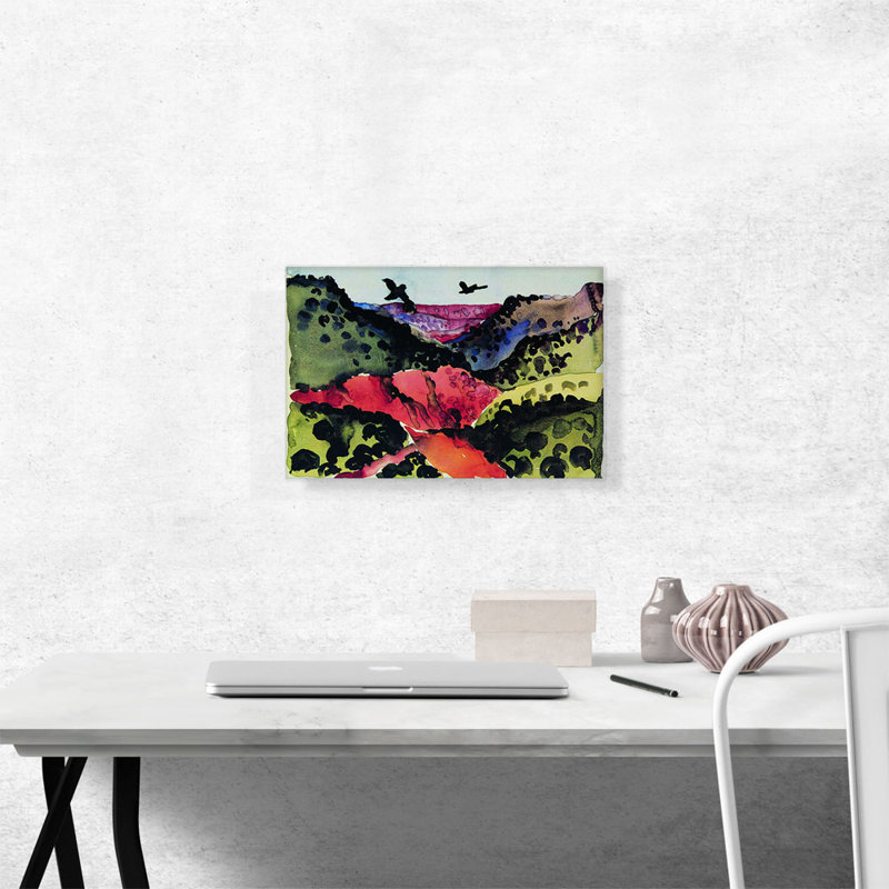 «Canyon with Crows 1917» par Georgia O-Keeffe, reproduction d'art sur toile tendue, H 12 po x l 18 po x 1,5 po