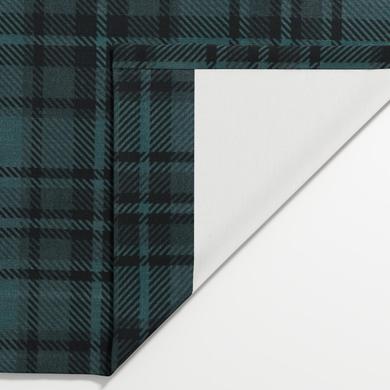 TWOPAGES Unlined Plaid Curtain Gingham Faux Linen Pinch Pleat Curtain, Midnight, 52" W x 96" L