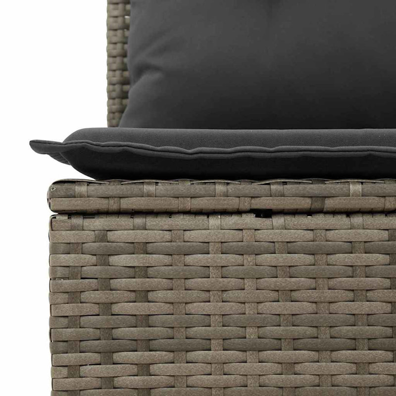 Poly Rattan Outdoor Bench, Black, Grey