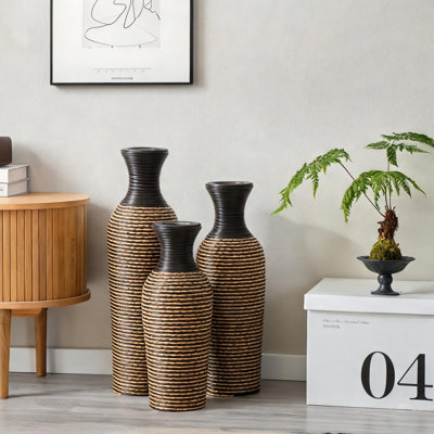 Vases et bocaux de salon, combinant tablettes, PVC brun et 27,56 po